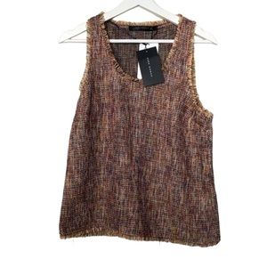 New Zara Tweed Sleeveless Top